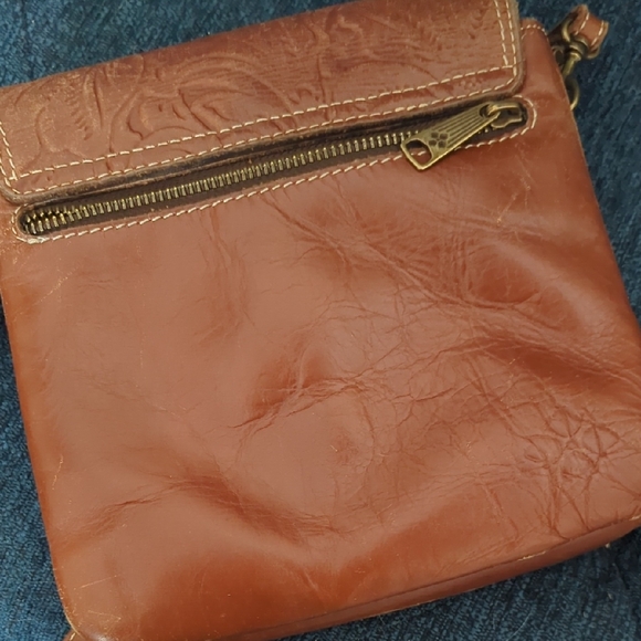 Embossed Brown Leather Crossbody Bag - Picture 5 of 5